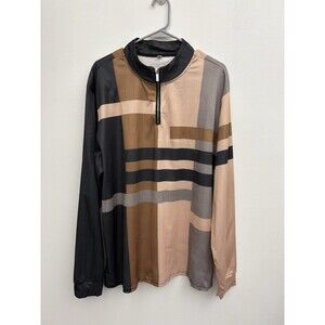 Duval Shirt Mens 2XL 1/2 Zip Polo Geometric Print Long Sleeve banded collar